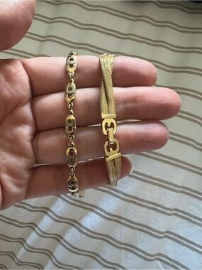 Christian Dior Gold Tone Vintage Bracelets Set of 2
